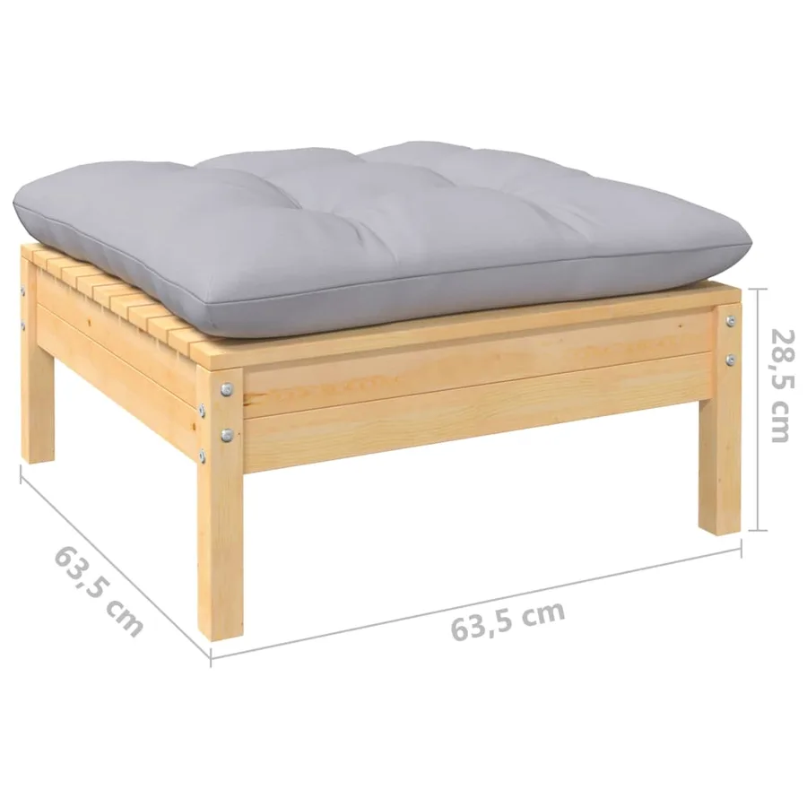 Salon de jardin 8 pcs avec coussins gris Bois de pin - 8