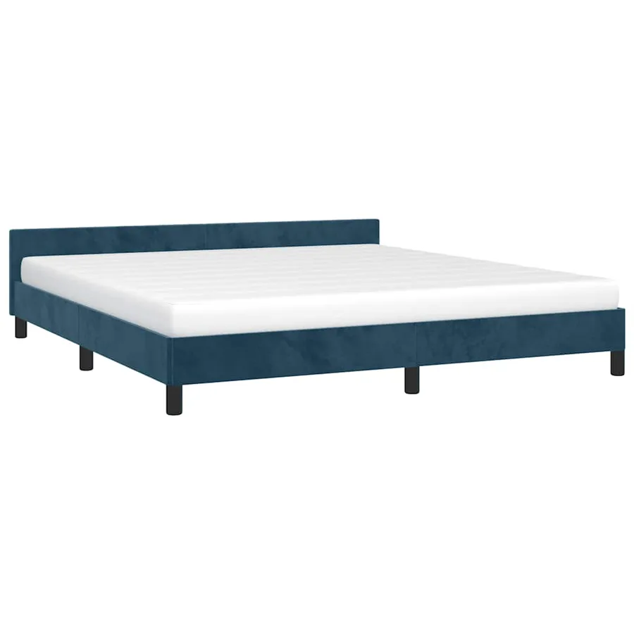 Cadre de lit sans matelas bleu foncé 180x200 cm velours - 3