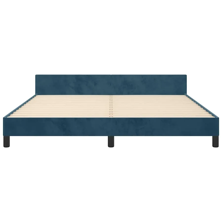 Cadre de lit sans matelas bleu foncé 180x200 cm velours - 5