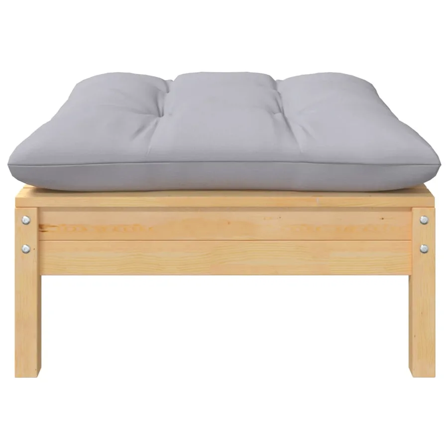Salon de jardin 5 pcs avec coussins gris bois de pin massif - 5