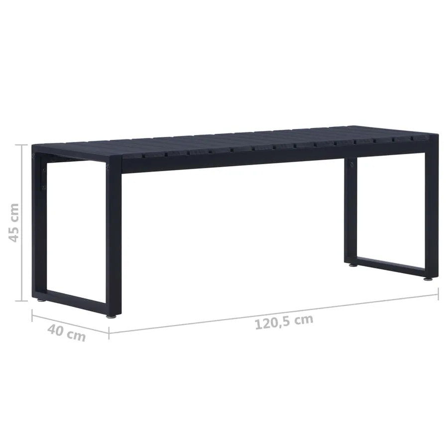 Banc de jardin 120,5 cm Panneau PS Noir - 5