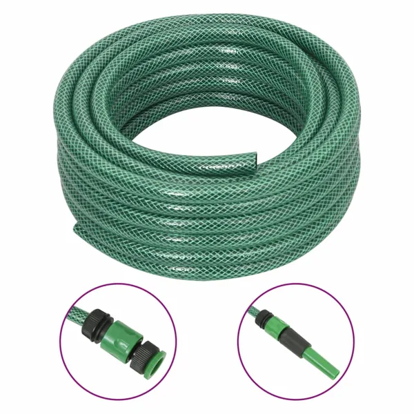 Tuyau d'arrosage avec jeu de raccords vert 0,5" 30 m PVC