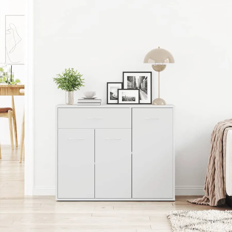 Buffet Blanc 88x30x70 cm Bois d'ingénierie - 3