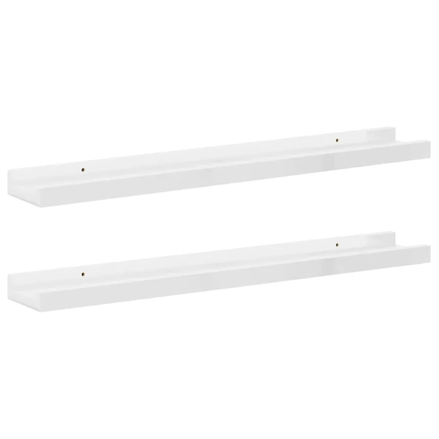Étagères murales 2 pcs Blanc brillant 60x9x3 cm - 2