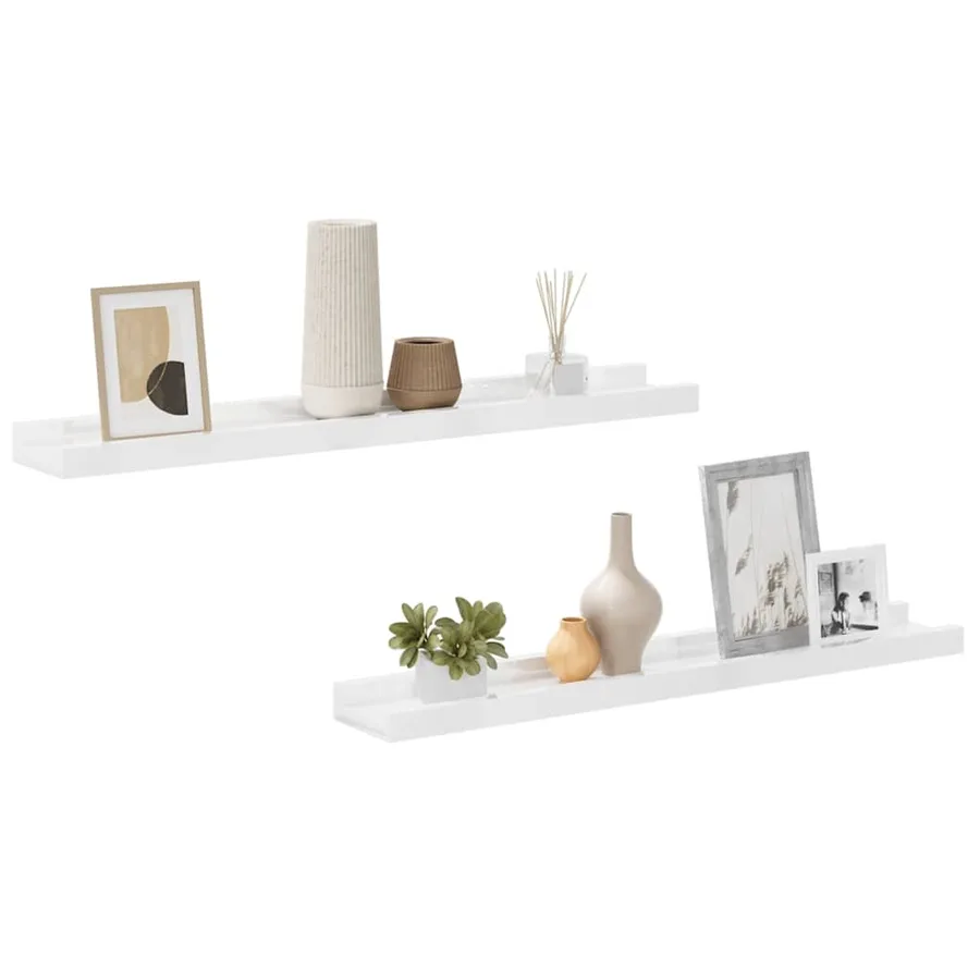Étagères murales 2 pcs Blanc brillant 60x9x3 cm - 4
