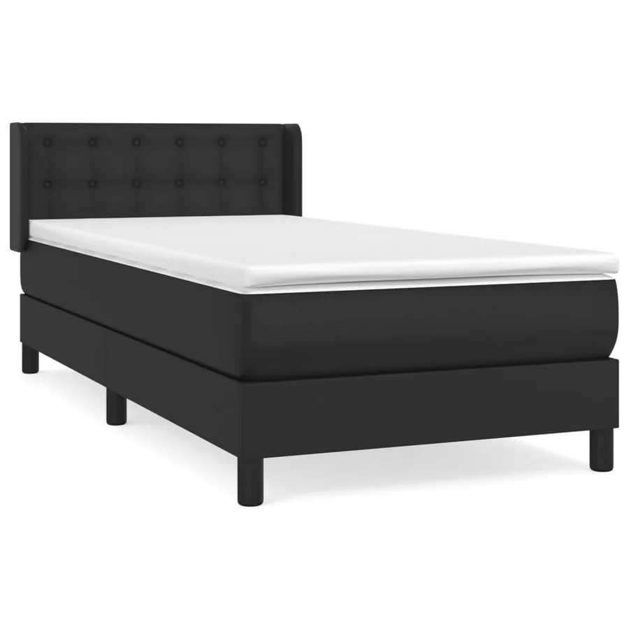 Sommier à lattes de lit avec matelas Noir 90x200 cm Similicuir - 2