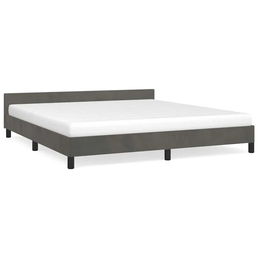 Cadre de lit sans matelas gris foncé 160x200 cm velours - 2