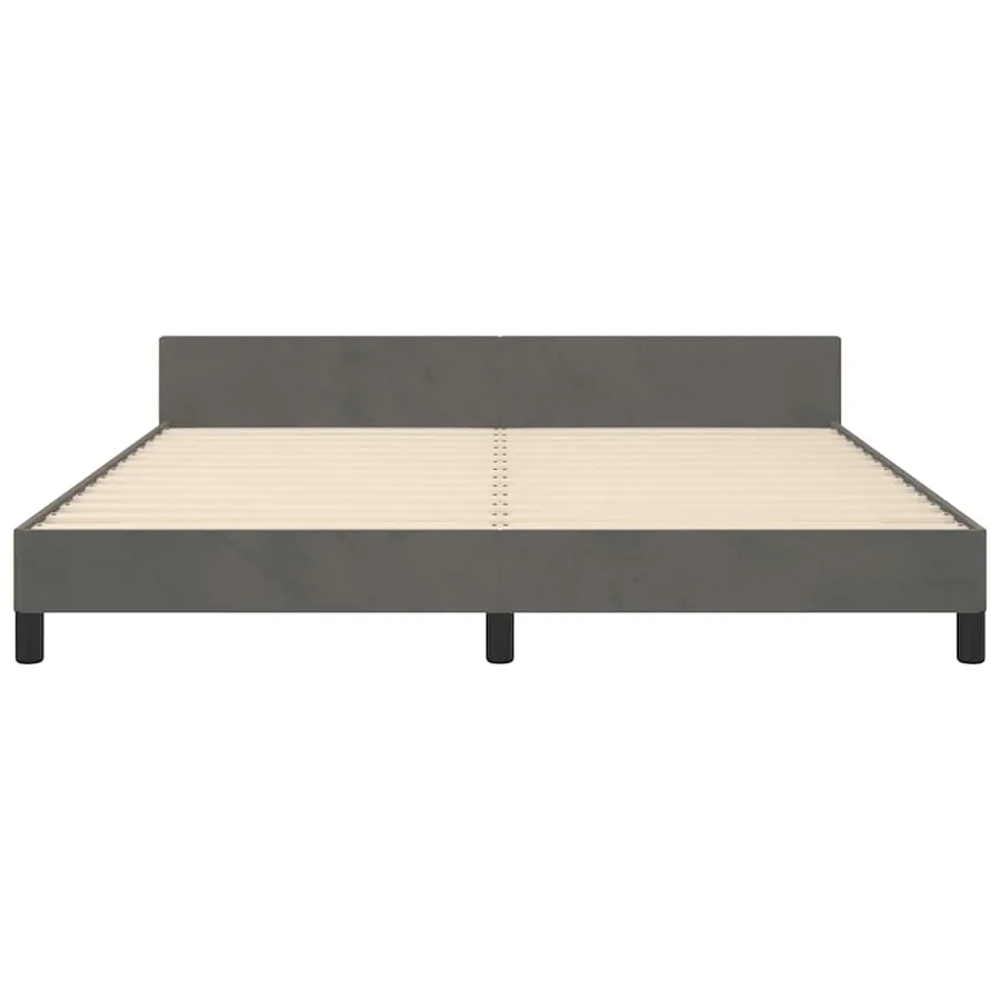 Cadre de lit sans matelas gris foncé 160x200 cm velours - 5