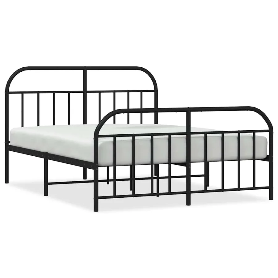 Cadre de lit métal sans matelas avec pied de lit noir 150x200cm - 2