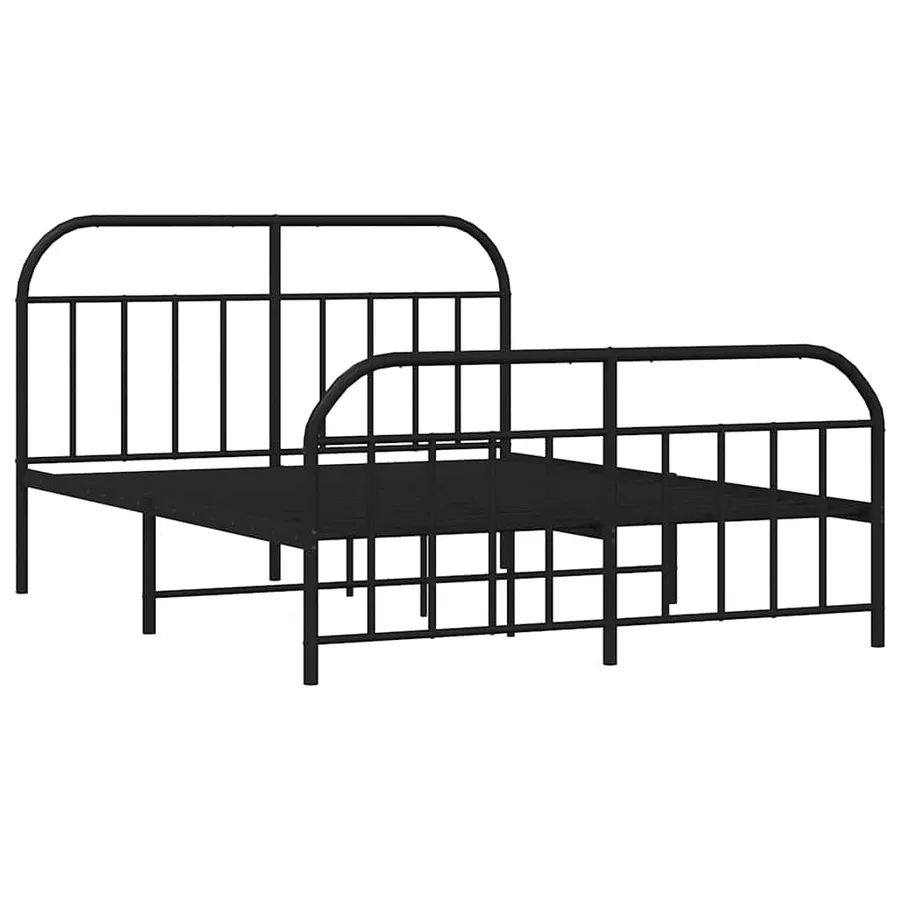 Cadre de lit métal sans matelas avec pied de lit noir 150x200cm - 3