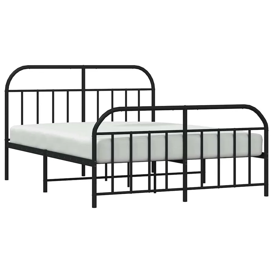 Cadre de lit métal sans matelas avec pied de lit noir 150x200cm - 5