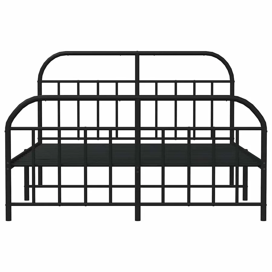 Cadre de lit métal sans matelas avec pied de lit noir 150x200cm - 6
