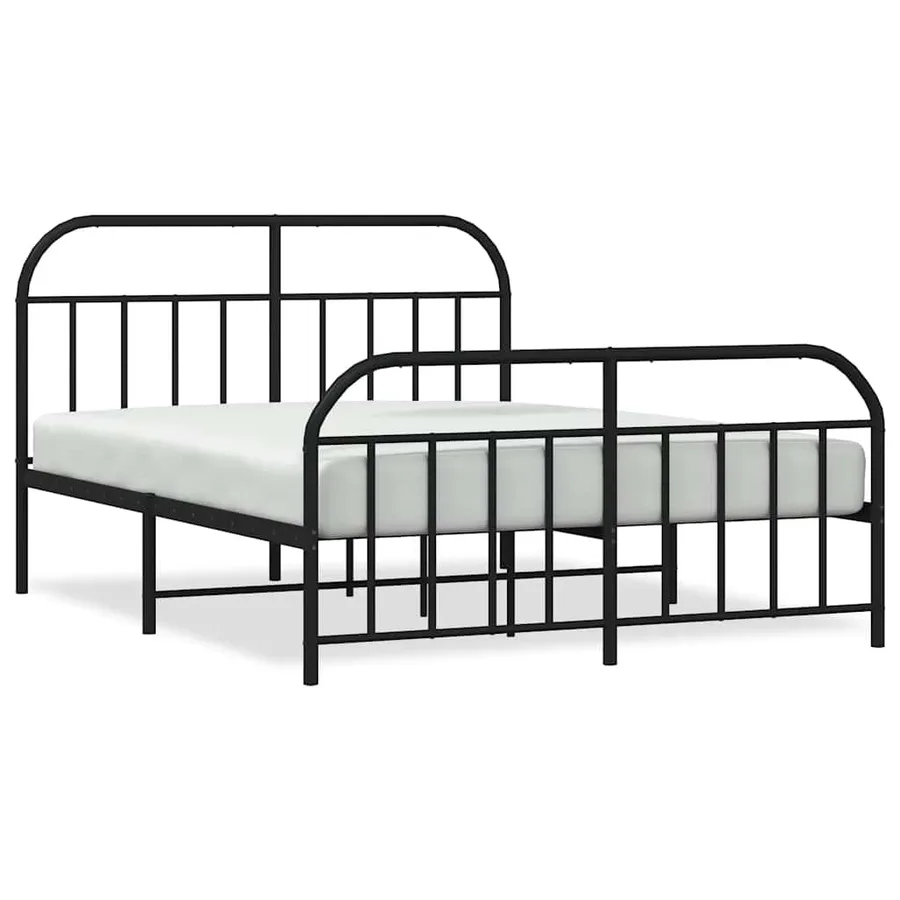 Cadre de lit métal sans matelas avec pied de lit noir 180x200cm - 2