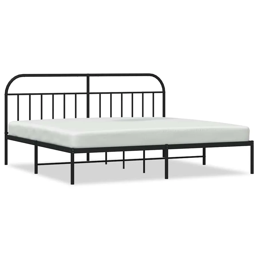 Cadre de lit métal sans matelas avec tête de lit noir 193x203cm - 2
