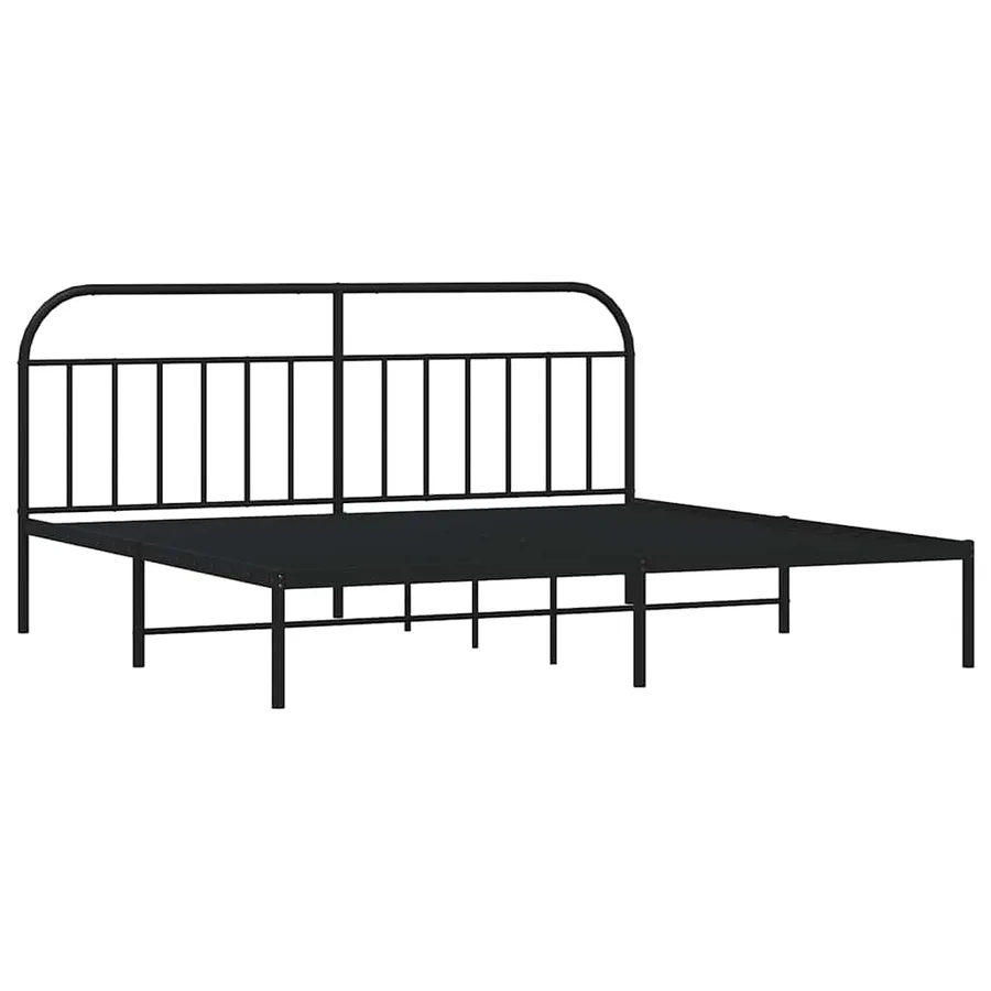Cadre de lit métal sans matelas avec tête de lit noir 193x203cm - 3