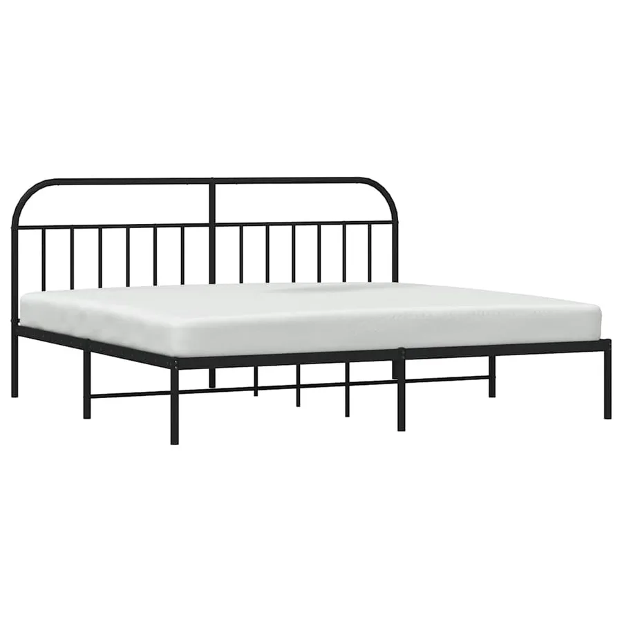Cadre de lit métal sans matelas avec tête de lit noir 193x203cm - 5