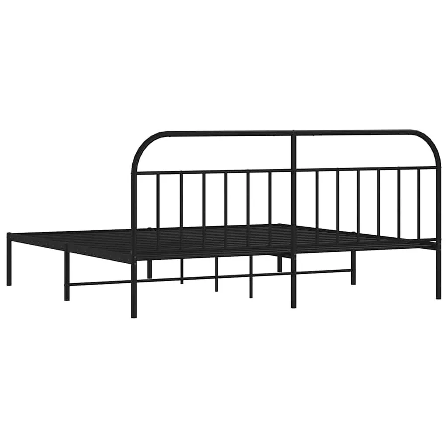 Cadre de lit métal sans matelas avec tête de lit noir 193x203cm - 8