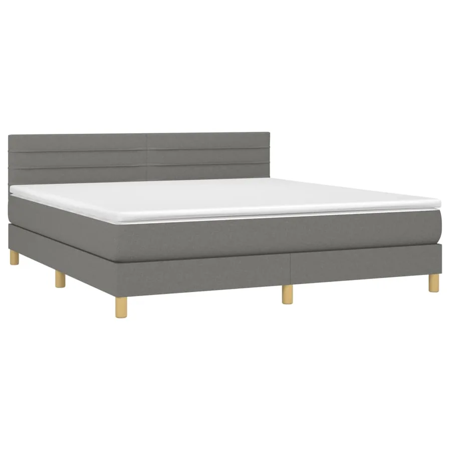 Sommier à lattes de lit et matelas et LED Gris foncé 160x200 cm - 3