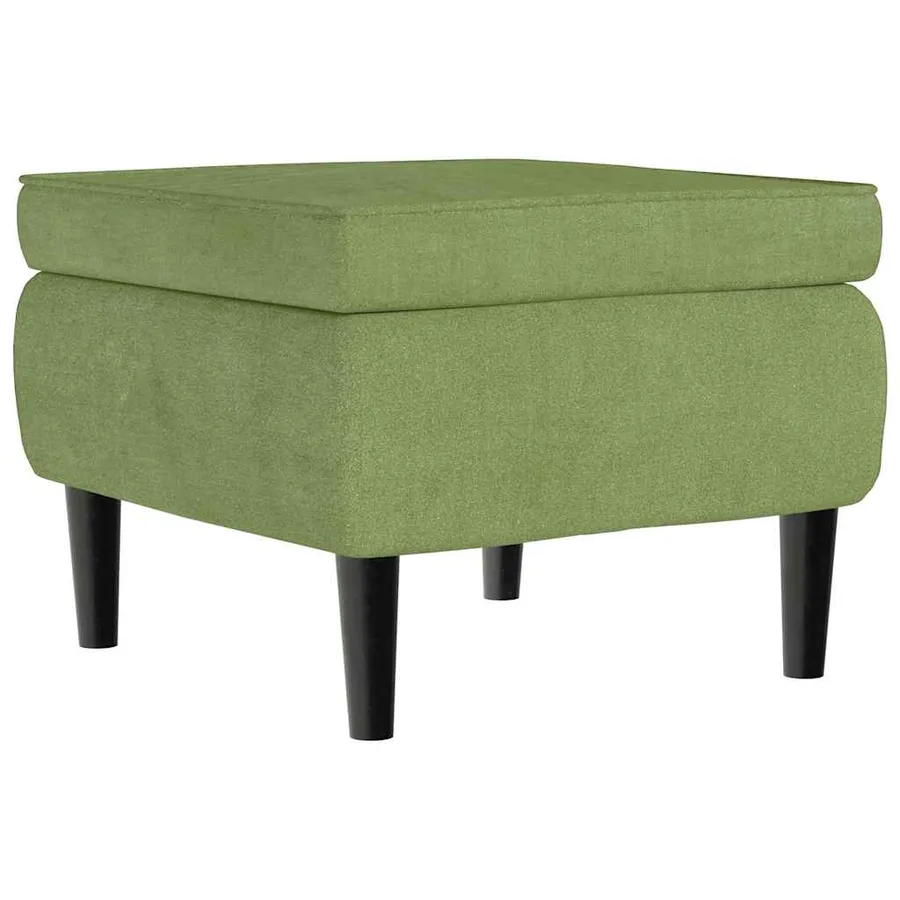 Fauteuil à oreilles avec tabouret vert clair velours - 8