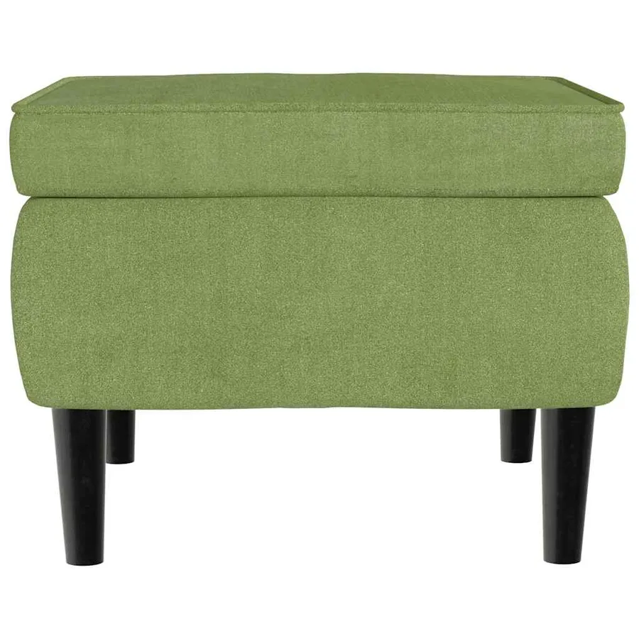 Fauteuil à oreilles avec tabouret vert clair velours - 9