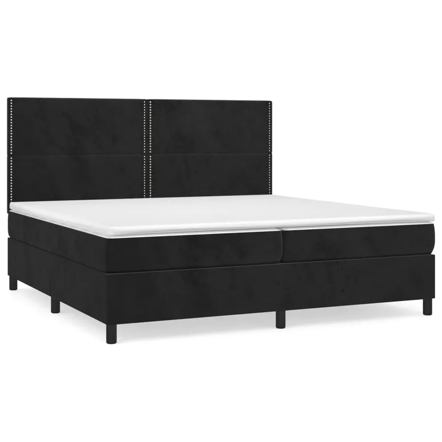 Sommier à lattes de lit et matelas Noir 200x200 cm Velours - 2