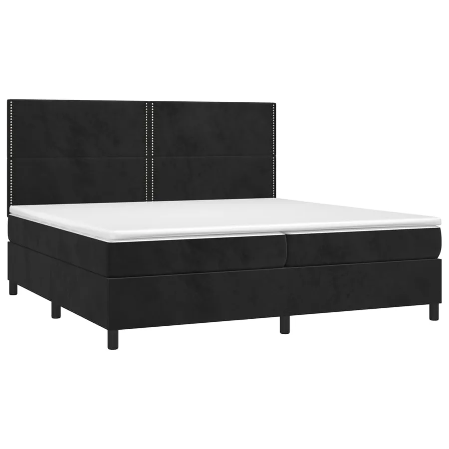 Sommier à lattes de lit et matelas Noir 200x200 cm Velours - 3