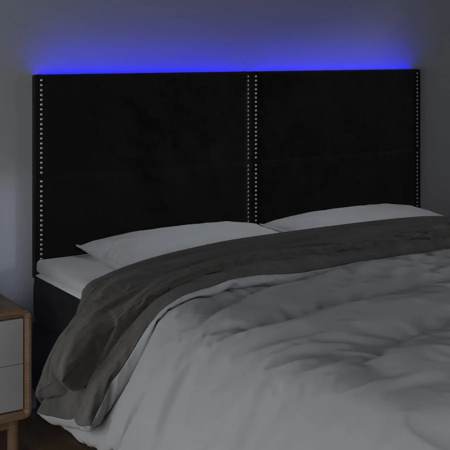 Tête de lit à LED Noir 200x5x118/128 cm Velours - 3