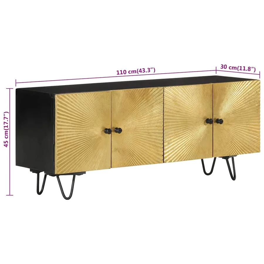 Meuble TV 110x30x45 cm bois massif de manguier - 8