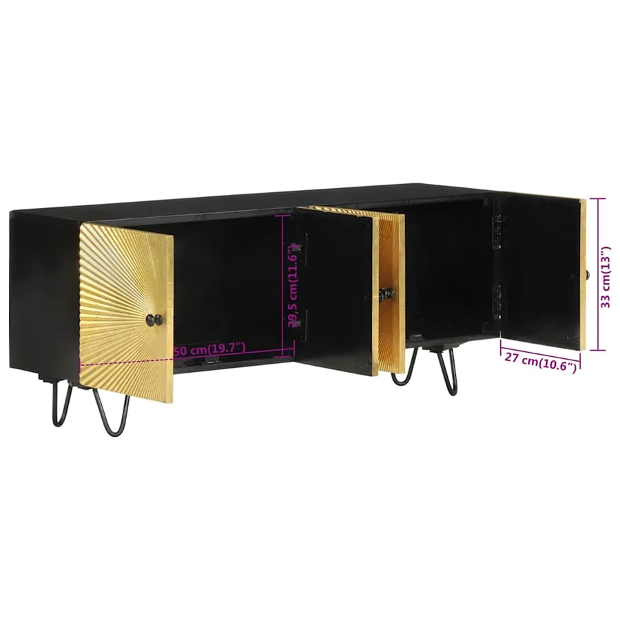 Meuble TV 110x30x45 cm bois massif de manguier - 9