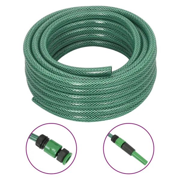Tuyau d'arrosage avec jeu de raccords vert 0,5" 20 m PVC