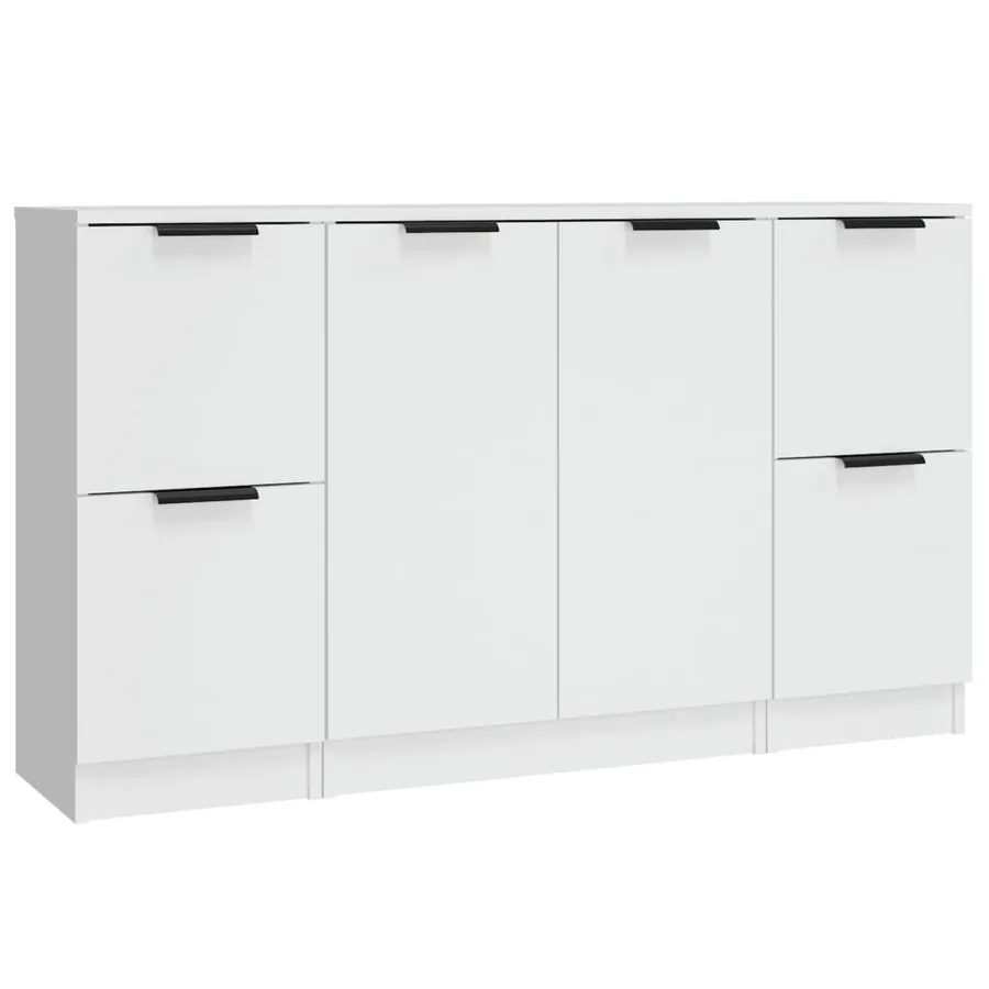 Buffets 3 pcs Blanc Bois d'ingénierie - 2