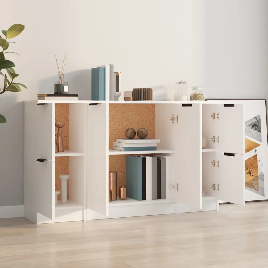 Buffets 3 pcs Blanc Bois d'ingénierie - 3