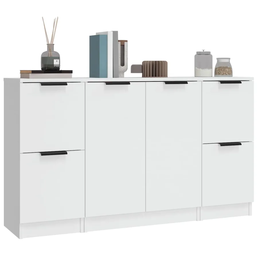 Buffets 3 pcs Blanc Bois d'ingénierie - 4