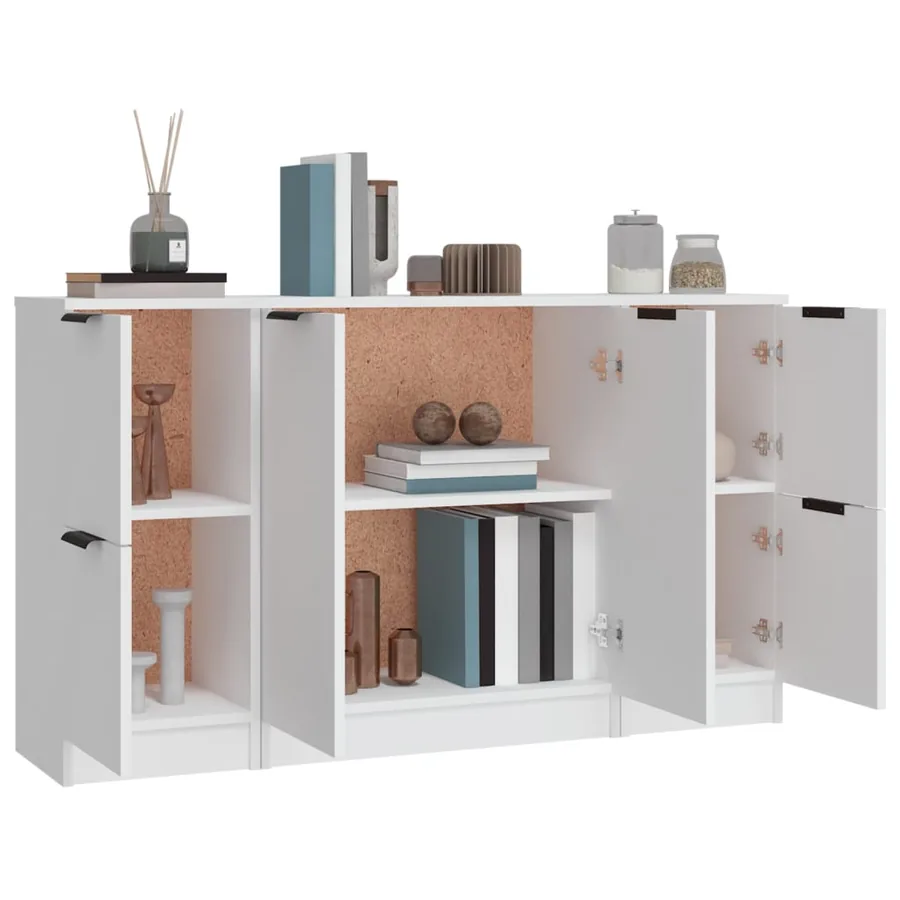 Buffets 3 pcs Blanc Bois d'ingénierie - 5
