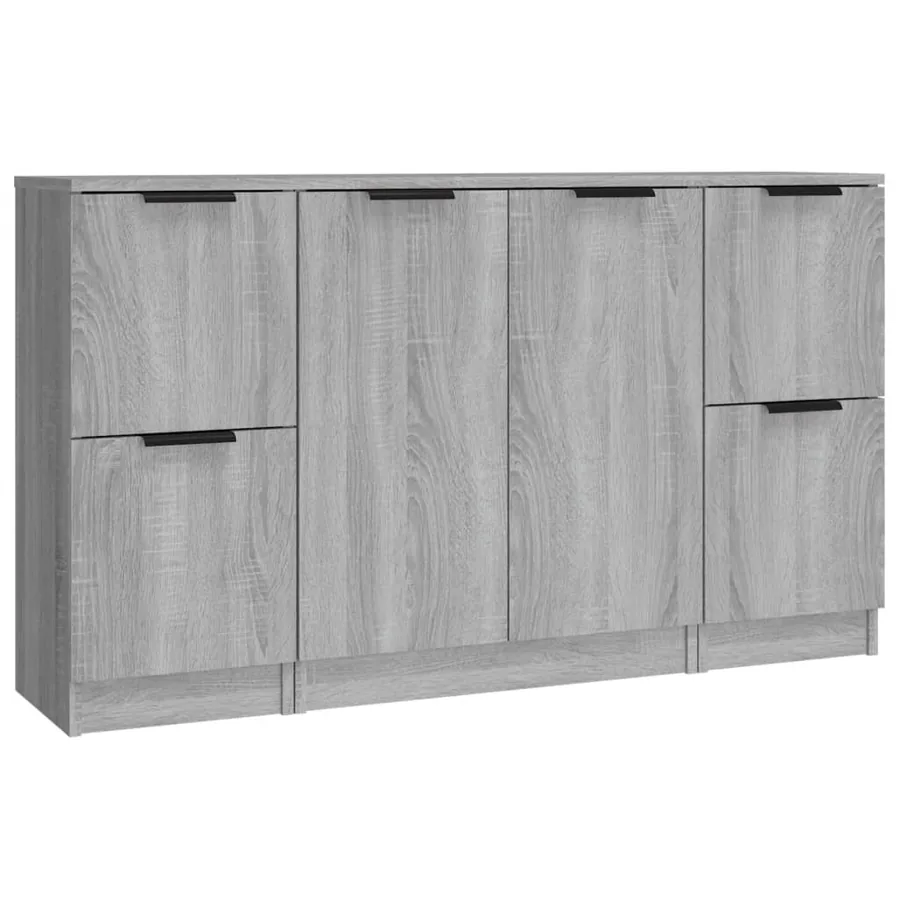 Buffets 3 pcs Sonoma gris Bois d'ingénierie - 2