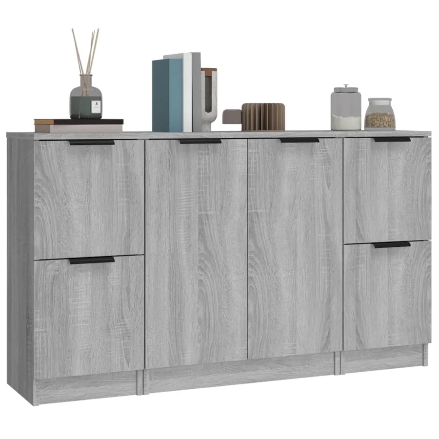 Buffets 3 pcs Sonoma gris Bois d'ingénierie - 4