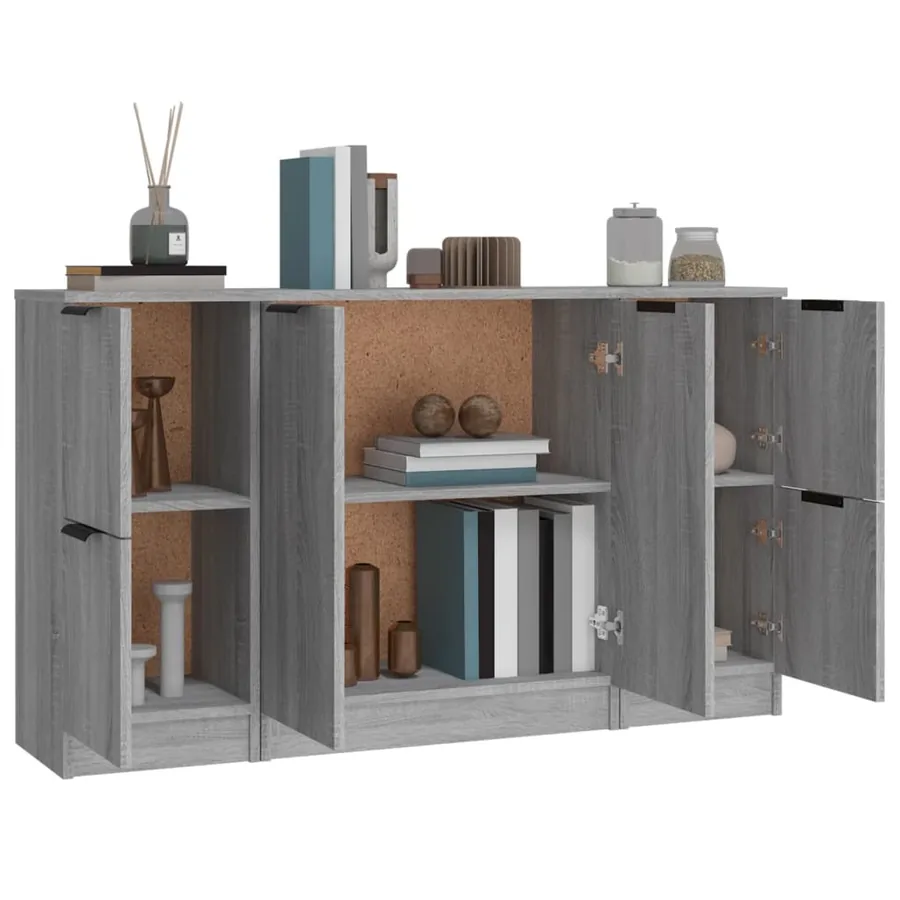 Buffets 3 pcs Sonoma gris Bois d'ingénierie - 5