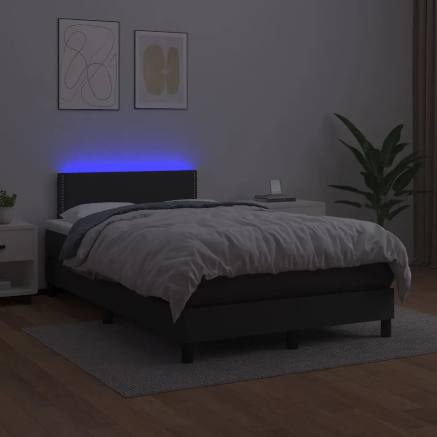 Sommier à lattes de lit avec matelas et LED Noir 120x200 cm - 4