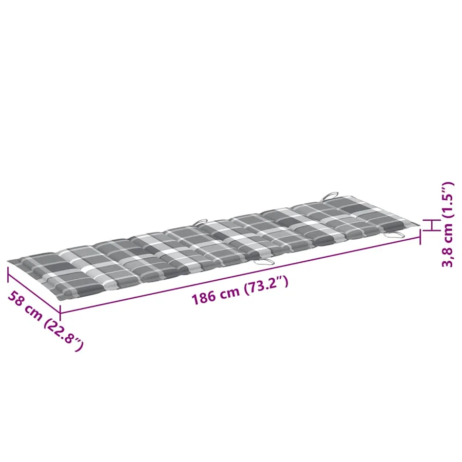 Chaises longues lot de 2 avec table et coussins Acacia solide - 20