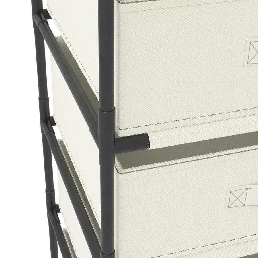 Étagère de rangement avec 4 paniers en tissu Acier Crème - 5