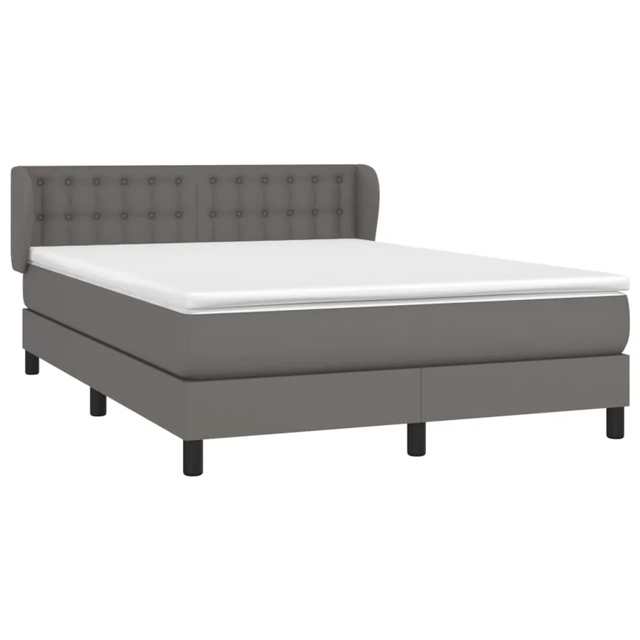 Sommier à lattes de lit avec matelas Gris 140x190 cm Similicuir - 3