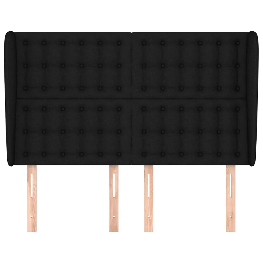 Tête de lit avec oreilles Noir 147x23x118/128 cm Tissu - 3