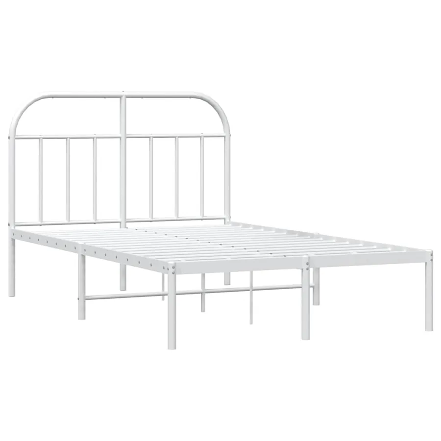 Cadre de lit métal sans matelas et tête de lit blanc 120x190 cm - 3