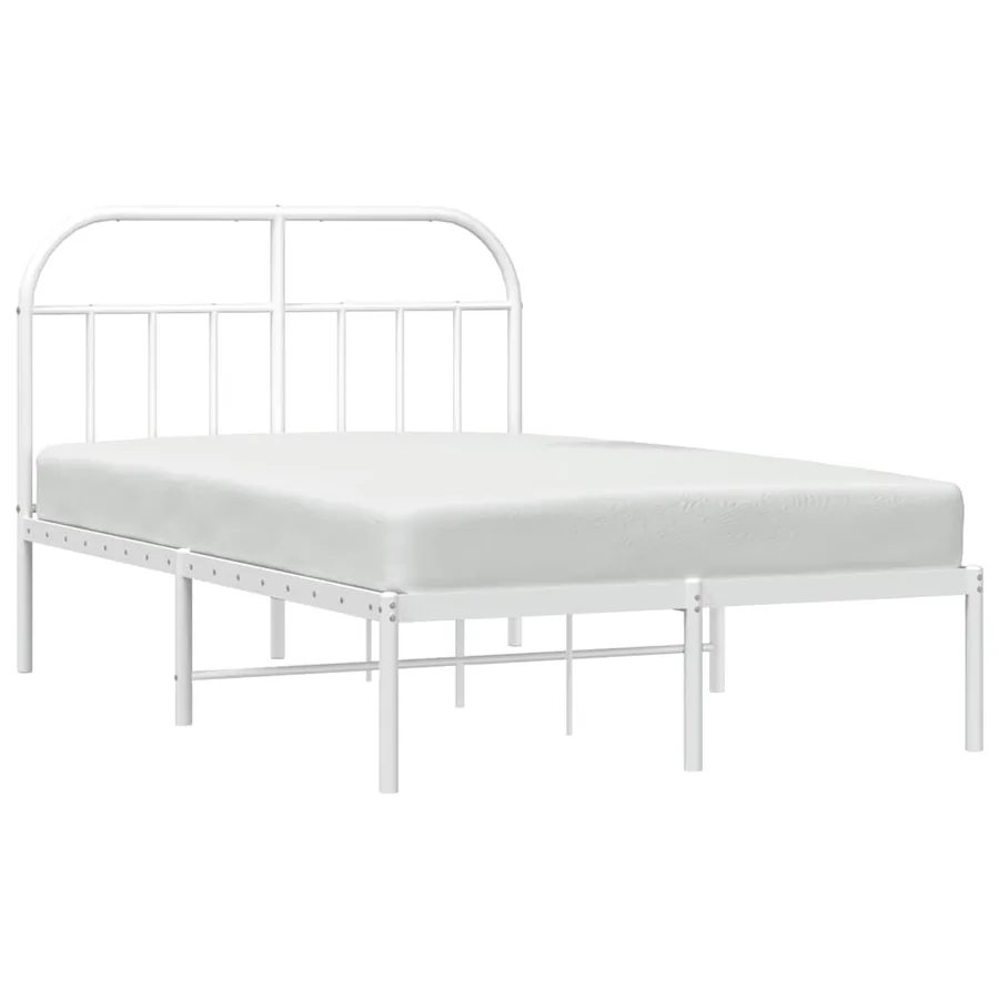 Cadre de lit métal sans matelas et tête de lit blanc 120x190 cm - 5