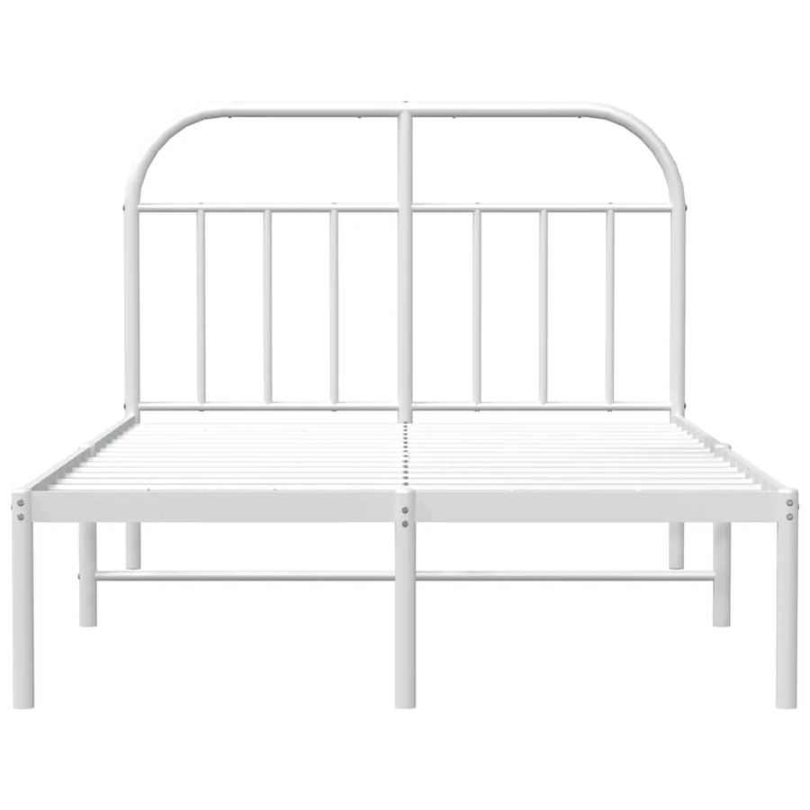 Cadre de lit métal sans matelas et tête de lit blanc 120x190 cm - 6