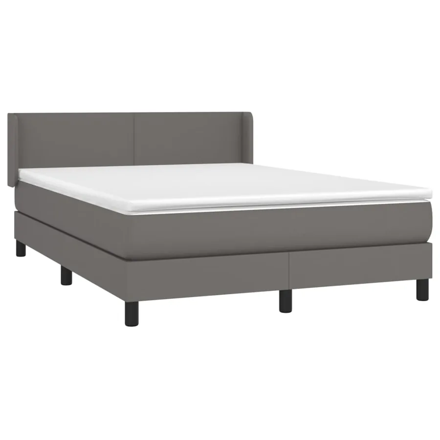 Sommier à lattes de lit avec matelas Gris 140x190 cm Similicuir - 3