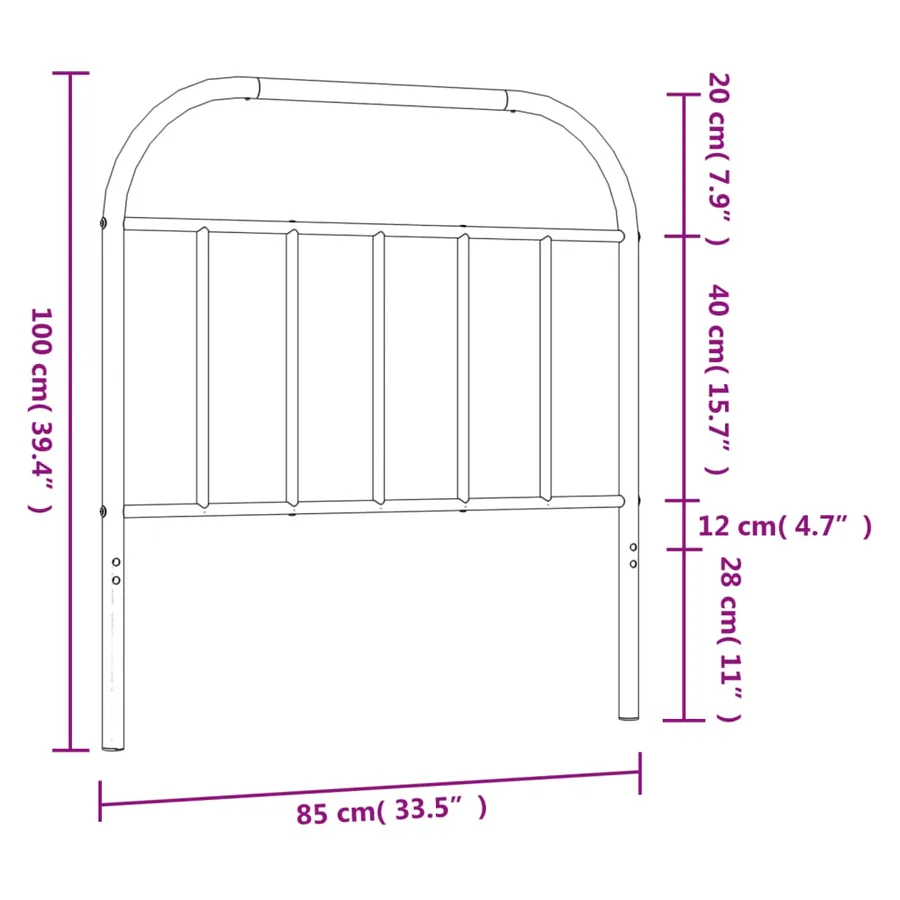 Tête de lit de remplacement métal noir 80 cm - 7