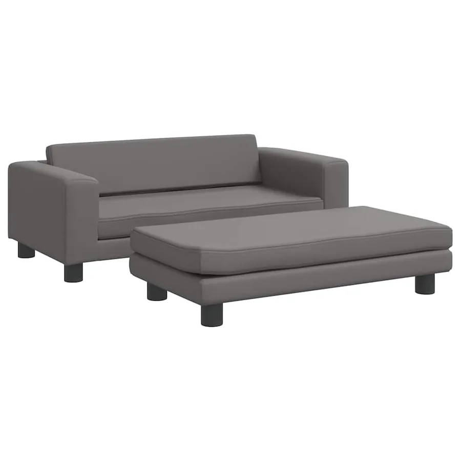 Lit pour chien avec extension gris 100x50x30 cm similicuir - 2