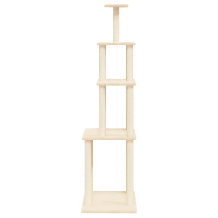 Arbre à chat avec griffoirs en sisal crème 183 cm - 4