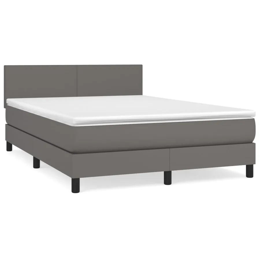 Sommier à lattes de lit avec matelas Gris 140x190 cm Similicuir - 2